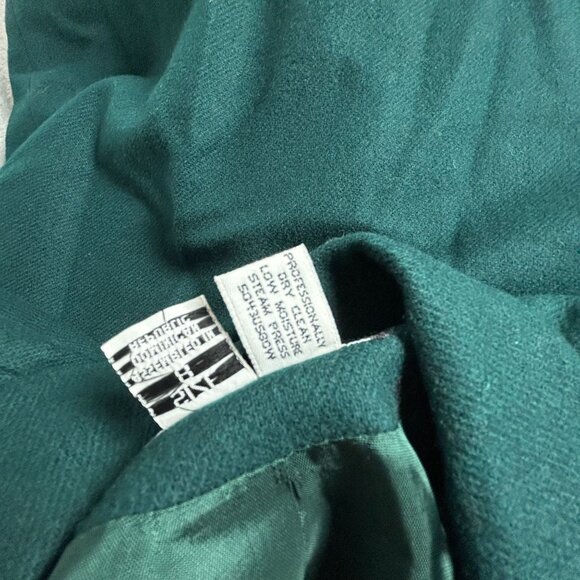 VTG Sag Harbor Womens Green Pure Wool Single-Breasted Blazer Jacket Size 8 Lined - Picture 4 of 10
